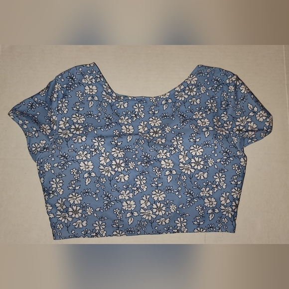 Zaful 3 pc string bikini floral blue white flowers crop top padded adjustable - Picture 5 of 13